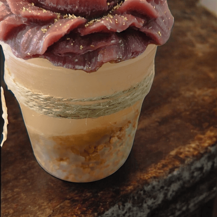 Vela tons castanho com pedrinhas 3