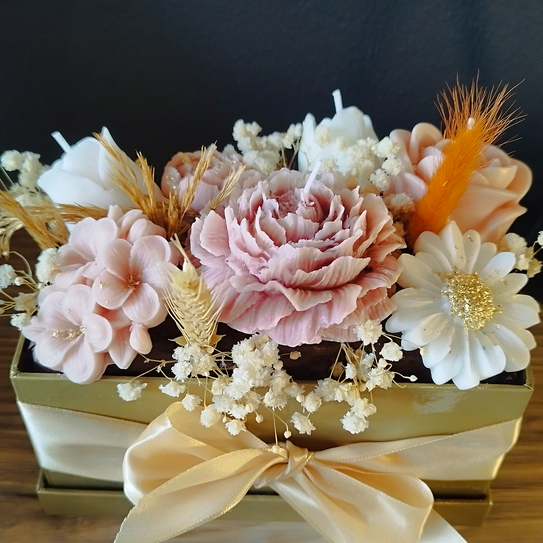 Arranjo velas flores retangular 1