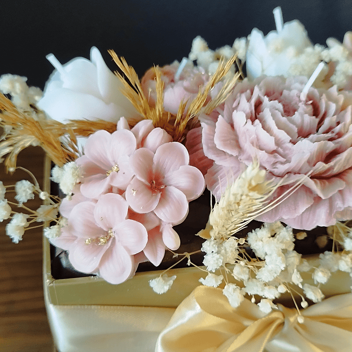 Arranjo velas flores retangular 3