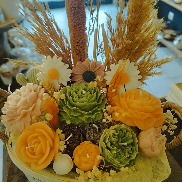 Arranjo velas flores oval  2