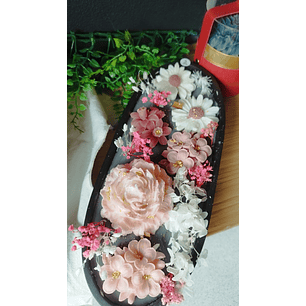 Centro de mesa oval tons rosa 