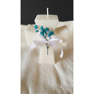 Vela em forma cruz personalizável