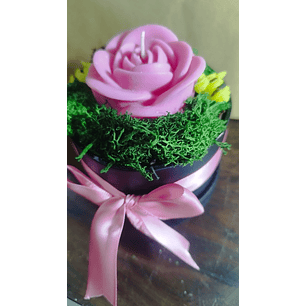 Vela Rosa em cera com caixinha 
