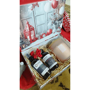 Conj. óleo massagem + vela aromática + tónico facial 
