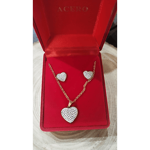 Conj. aço inóxidável colar + brincos 