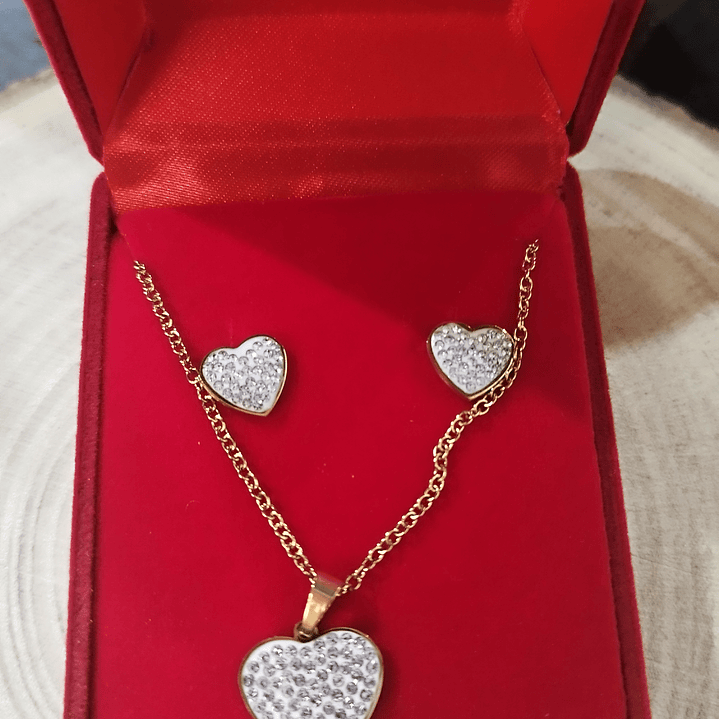 Conj. aço inóxidável colar + brincos  1