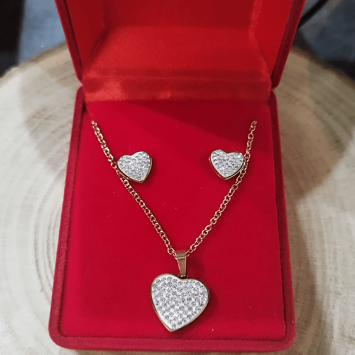 Conj. aço inóxidável colar + brincos  2