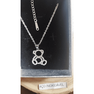 Fio prateado em aço inoxidável ursinho 