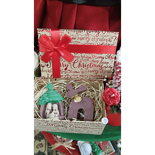 Caixa de Natal com duas velas 