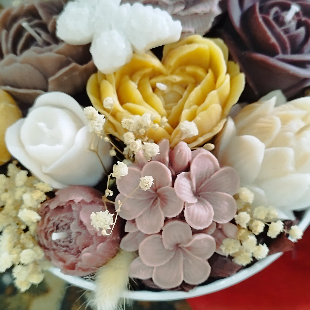 Arranjo flores em cera tons outono  2