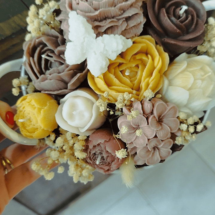 Arranjo flores em cera tons outono  1