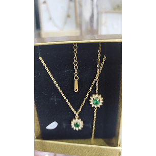 Conj. colar + pulseira tom verde
