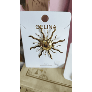 Alfinete em aço dourado Sol 