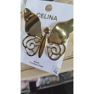 Alfinete em aço dourado Borboleta