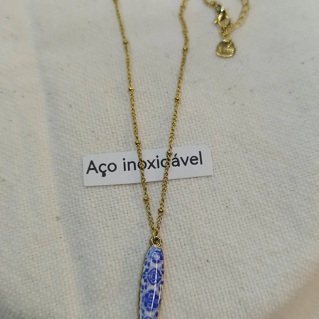 Fio aço inoxidável dourado peixe azul  2