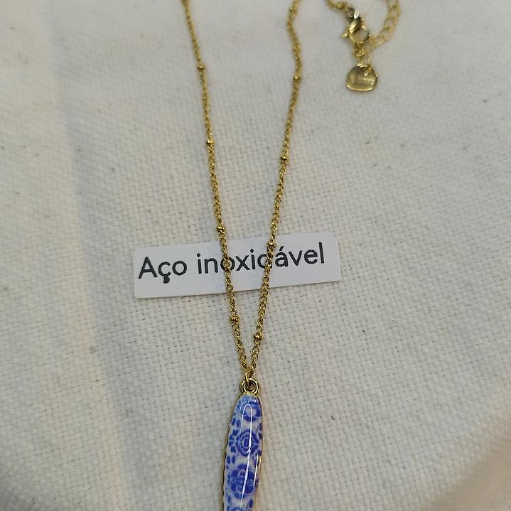 Fio aço inoxidável dourado peixe azul  2