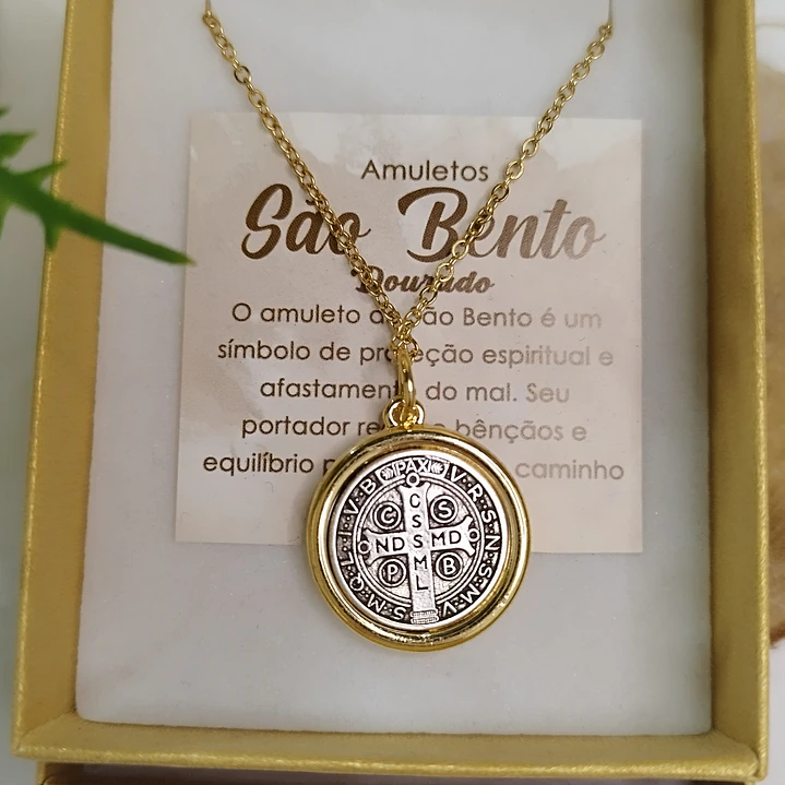 Fio aço inoxidável c/medalha São Bento  1