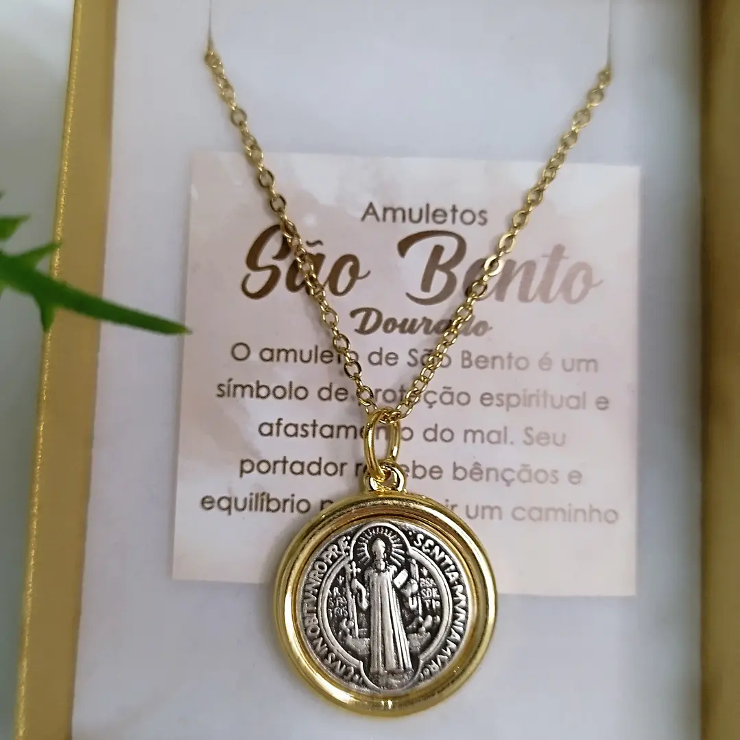 Fio aço inoxidável c/medalha São Bento  2