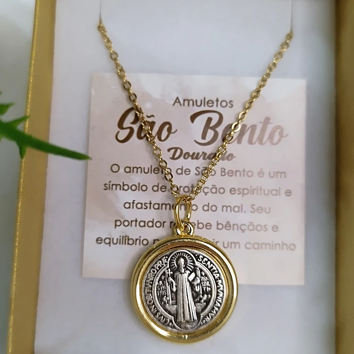 Fio aço inoxidável c/medalha São Bento  2