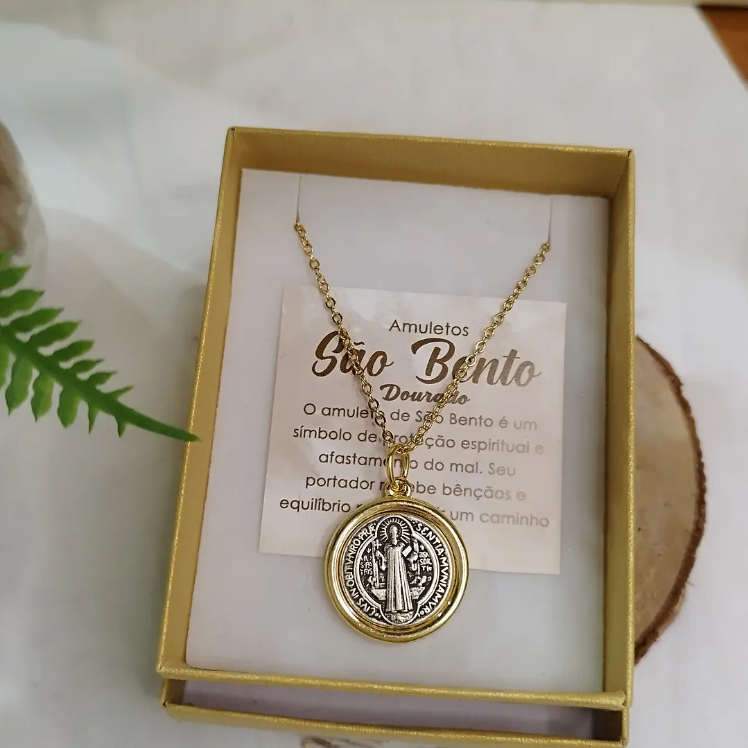 Fio aço inoxidável c/medalha São Bento  3