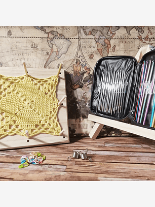 Kit de Tejido Crochet + Bloqueador de Granny Square