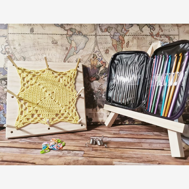 Kit de Tejido Crochet + Bloqueador de Granny Square 2