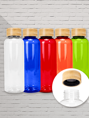 Botella PET tapa bamboo 