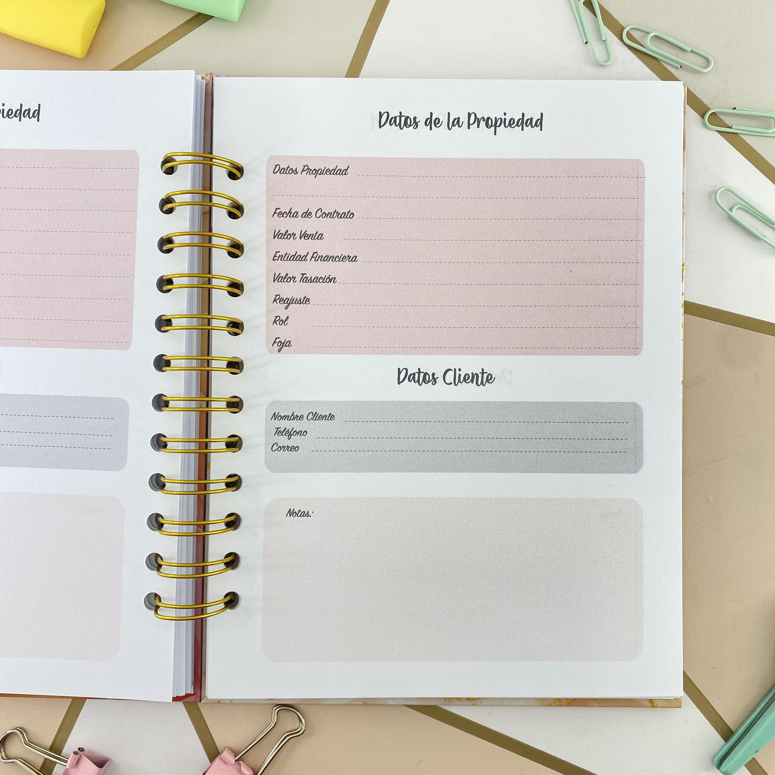 Agenda planificadora corredor de propiedades