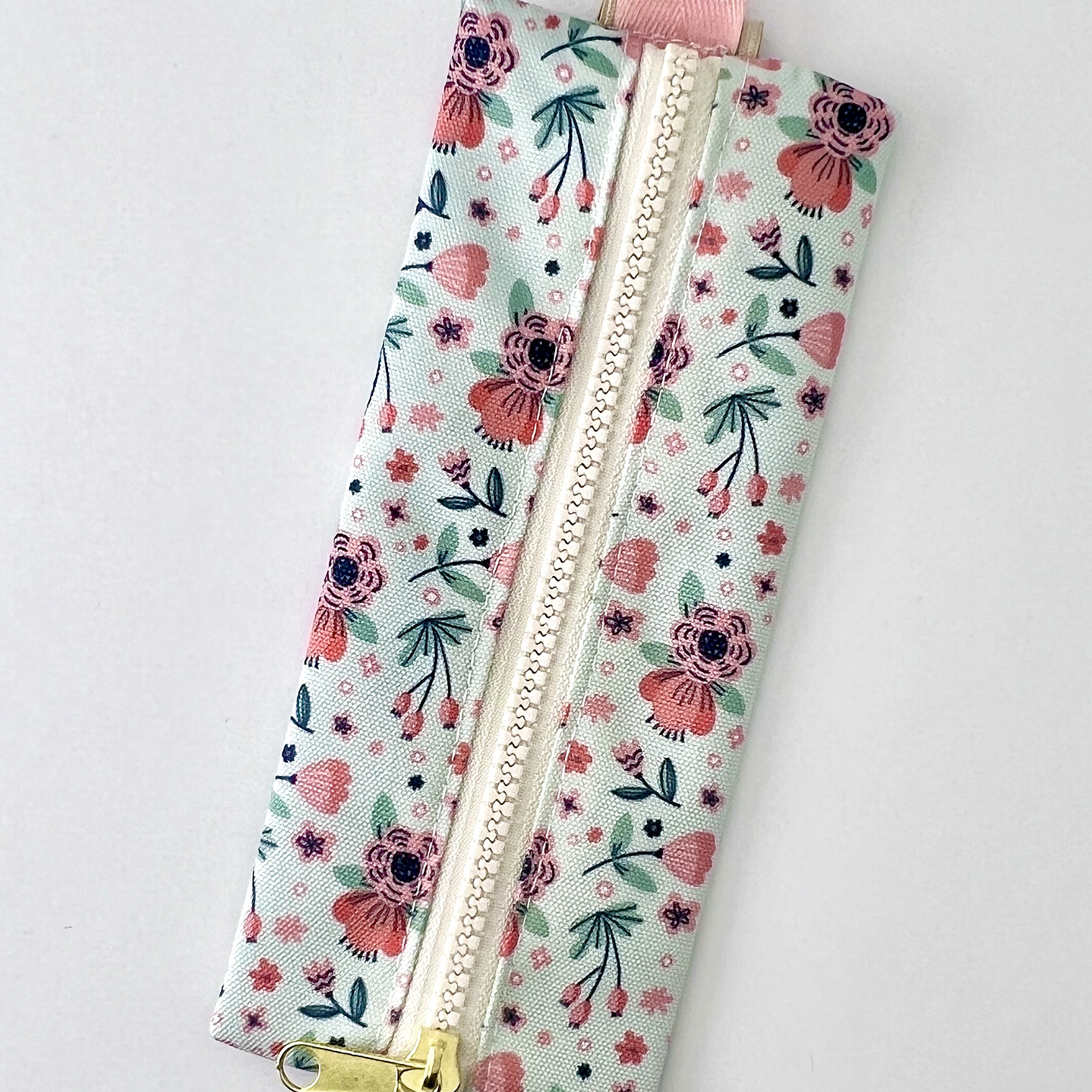 Estuche para agenda con elastico - Diseño flores color menta 2