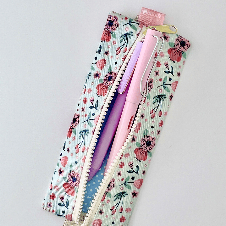 Estuche para agenda con elastico - Diseño flores color menta 3