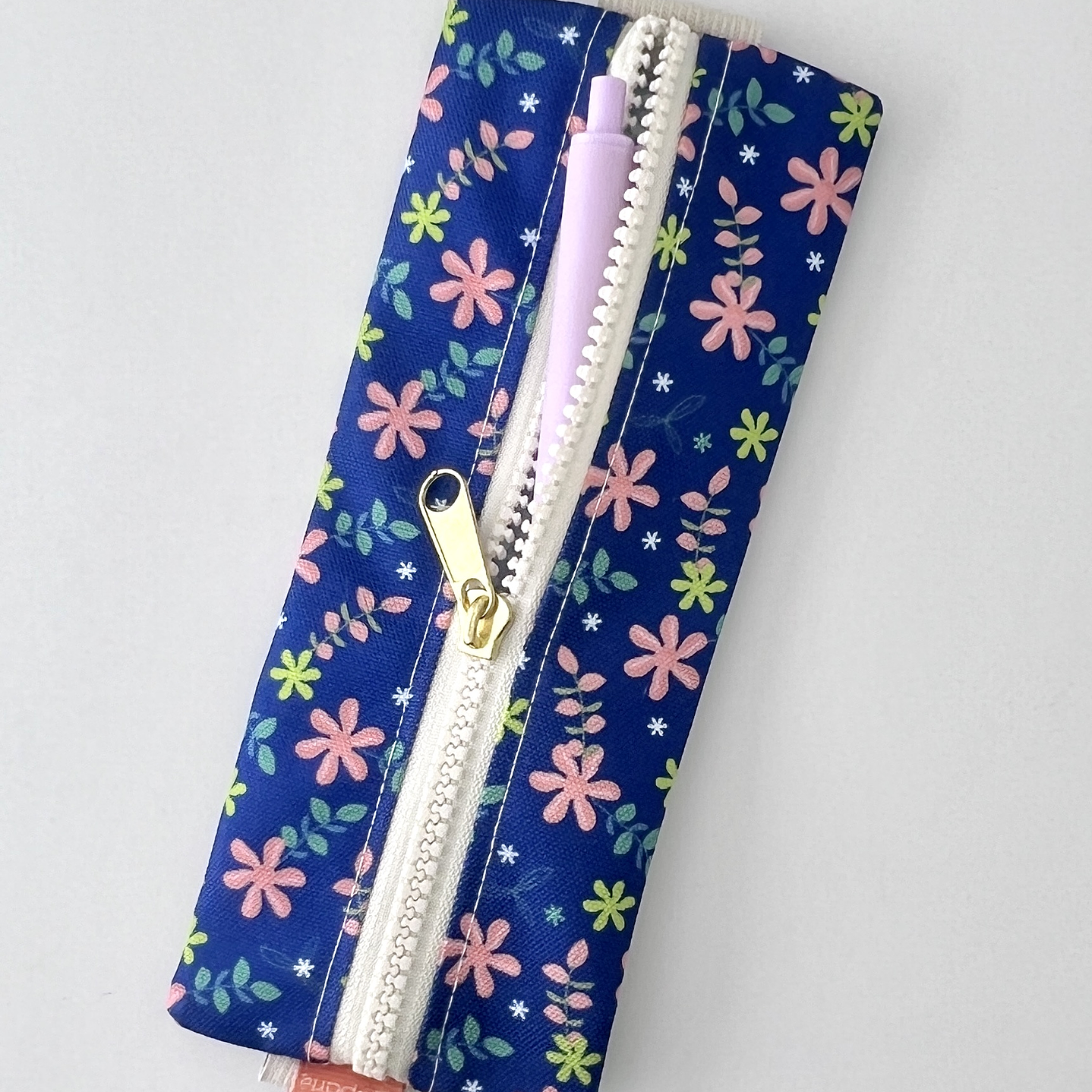 Estuche para agenda con elastico - Diseño flores color azul 3