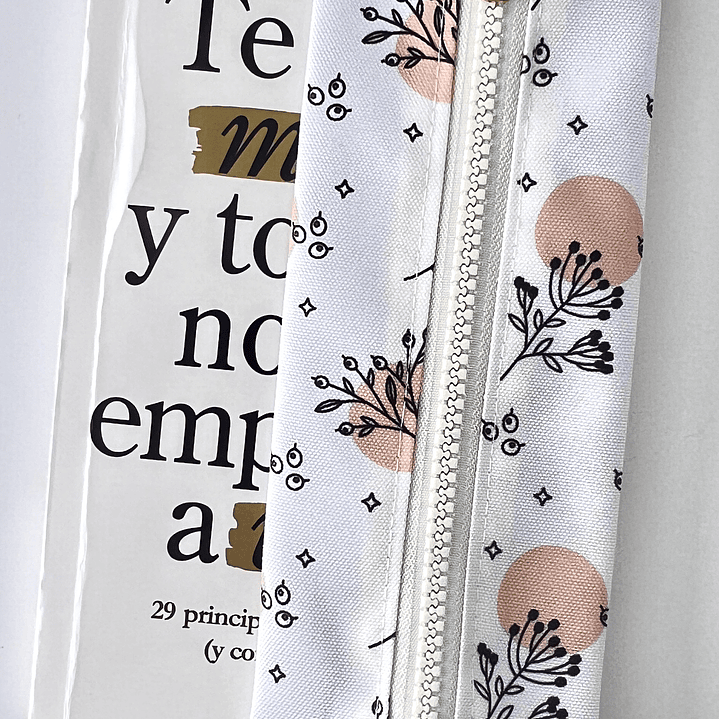 Estuche para agenda con elastico - Diseño blanclo flores 5