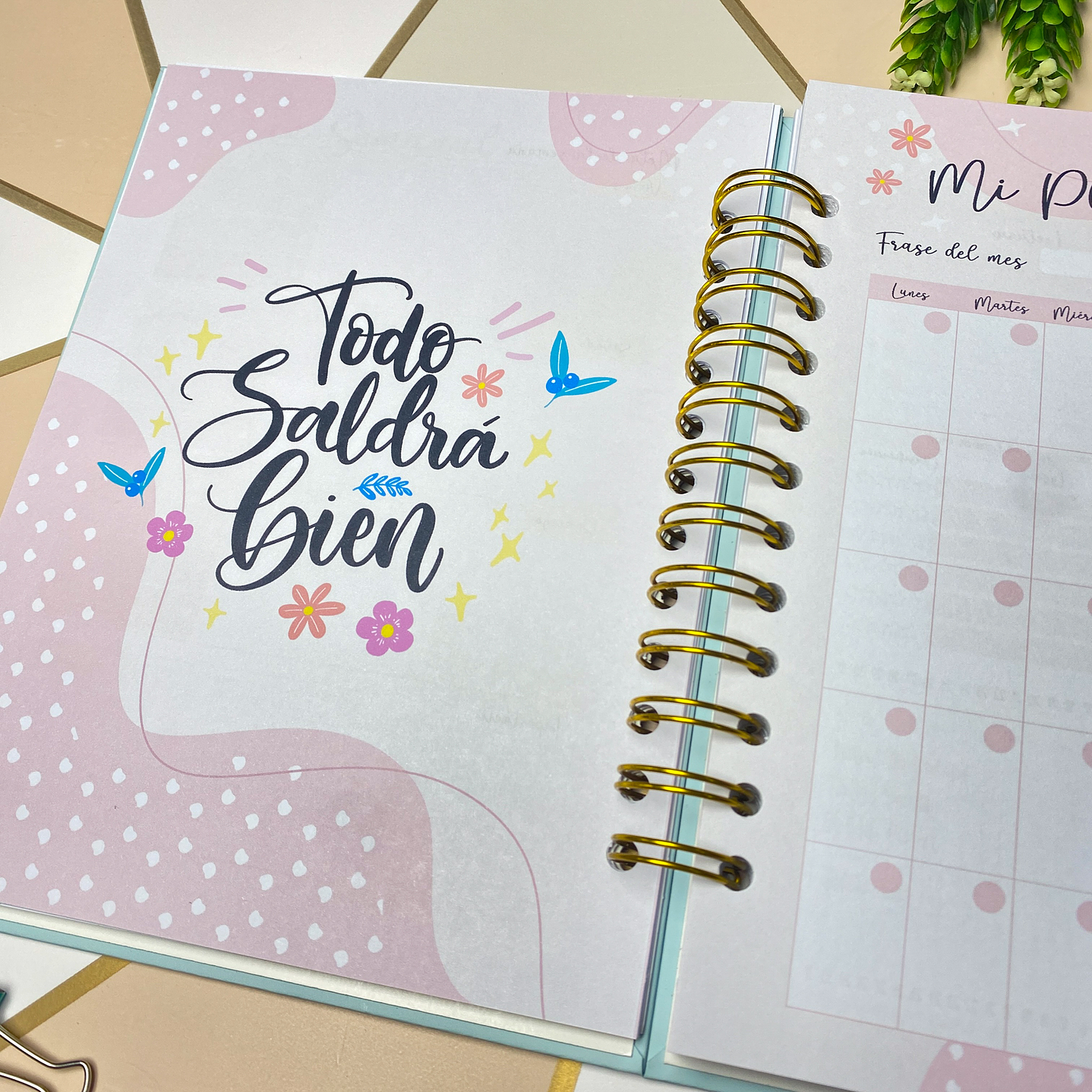 Planner personalizado con estuche para agenda diseño azul  13