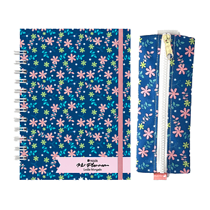 Planner personalizado con estuche para agenda diseño azul 