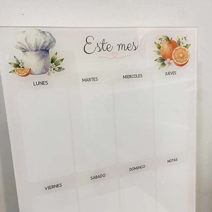 Pizarra Acrilica Semanal / Menu semanal 3