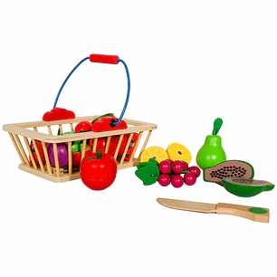 Canasta de Frutas de Madera