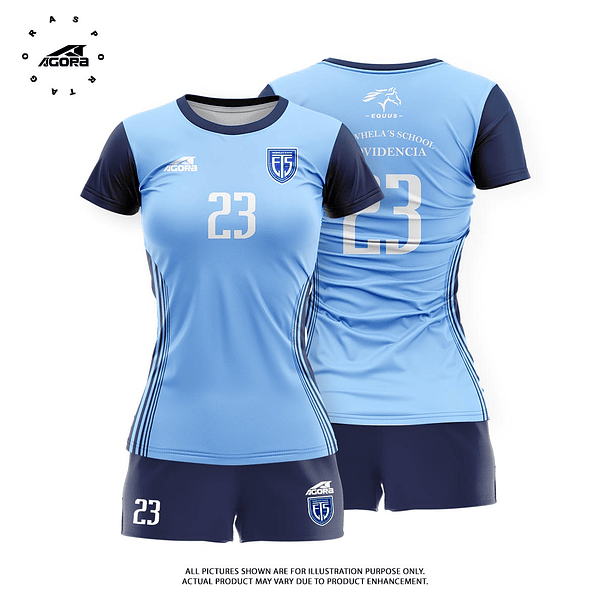 UNIFORME CELESTE FOOTBALL MUJER TREWHELAS SCHOOL PROVIDENCIA 1