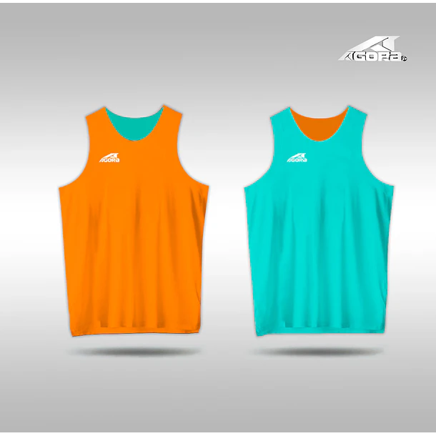 CAMISETA REVERSIBLE NARANJO TURQUESA