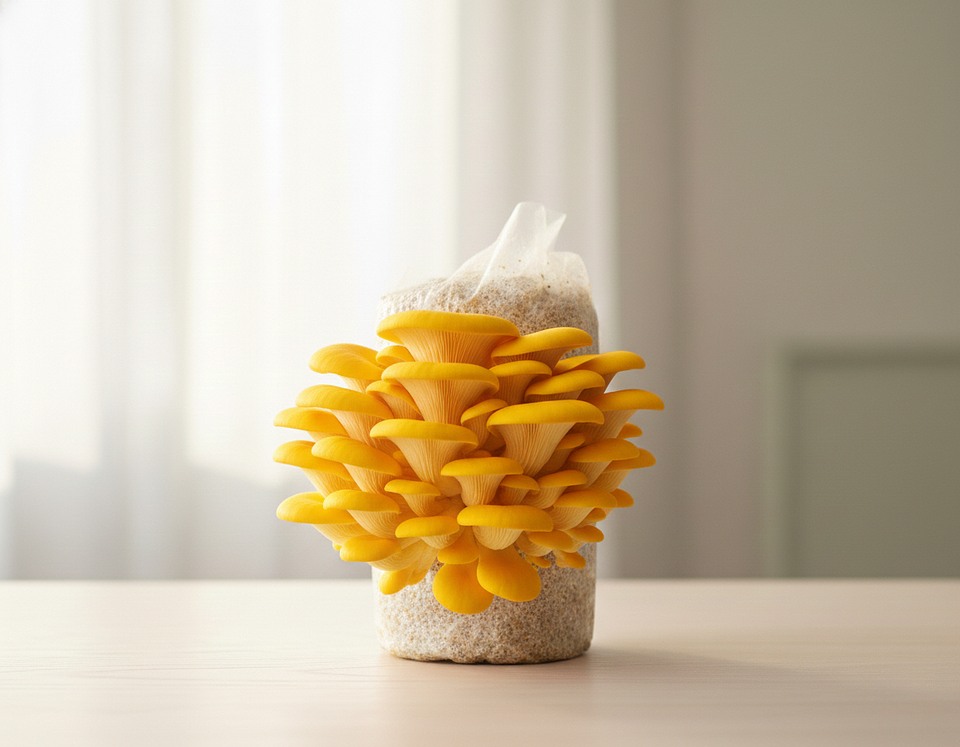 Kit de Autocultivo de champiñón Ostra Amarillo 1