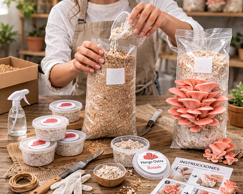 Monopack de Cultivo de Hongo Ostra Rosado