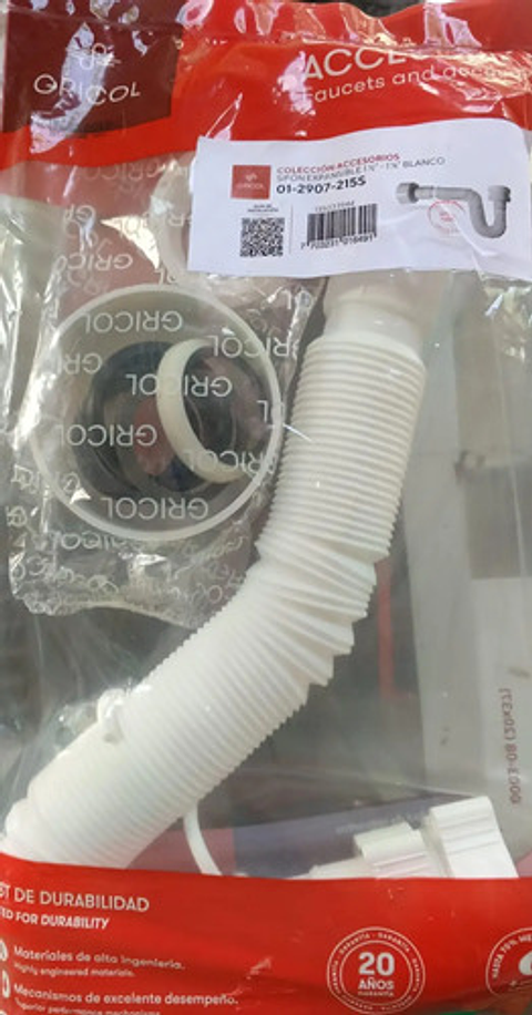 Sifon Expansible 1 1/2 - 1 1/4 Blanco