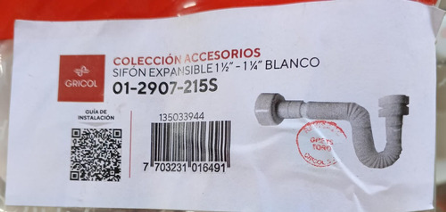 Sifon Expansible 1 1/2 - 1 1/4 Blanco 3