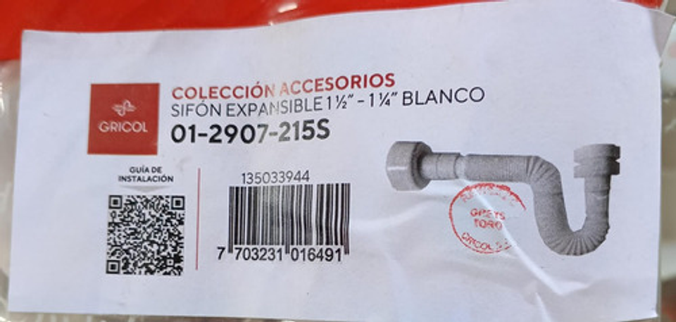Sifon Expansible 1 1/2 - 1 1/4 Blanco 3