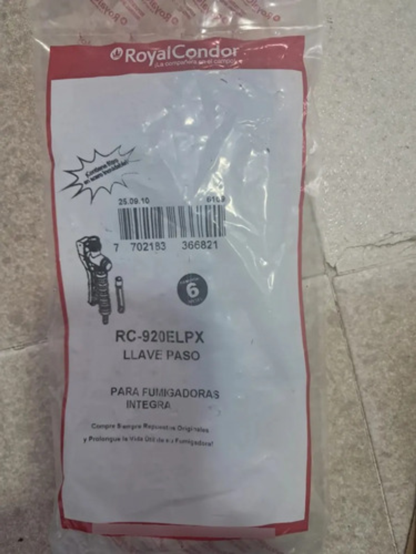 Llave De Paso Fumigadora Royal Condor Para Lanza Plastica 8