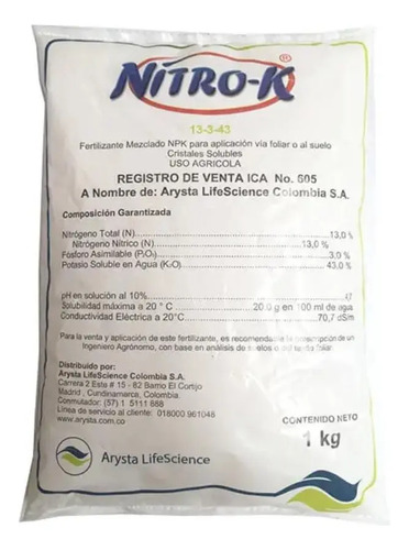 Nitrato De Potasio Soluble X 1 Kg Nitro K UPL | Agrosamario 1