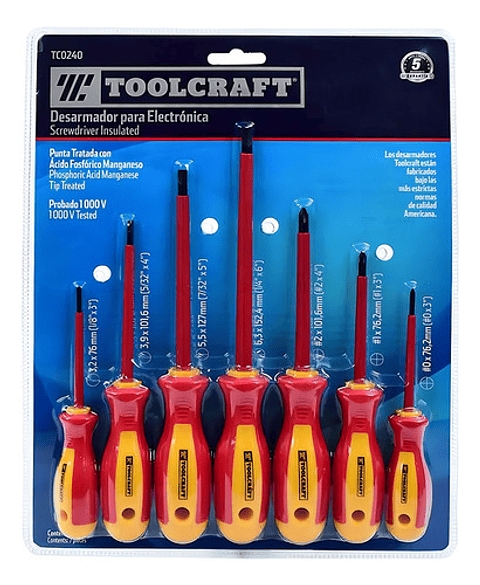 Juego Destornilladores Electricidad 7 Pzs Toolcraft Tc0240