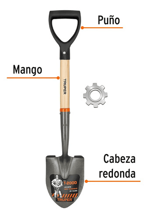 Pala Cajuelera Redonda, Puño 'd' Truper 17193