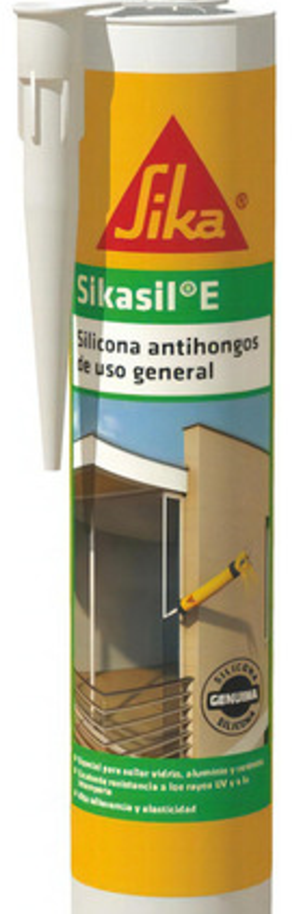 Sikasil E Silicona Antihongos Sello Juntas Vidrio Blanco 1