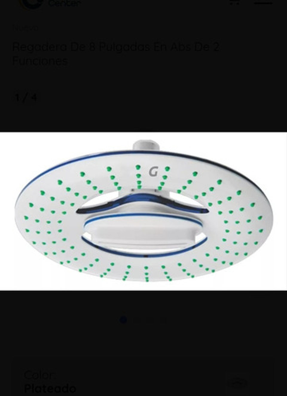 Regadera 8 Pulgadas En Abs 2 Función 6