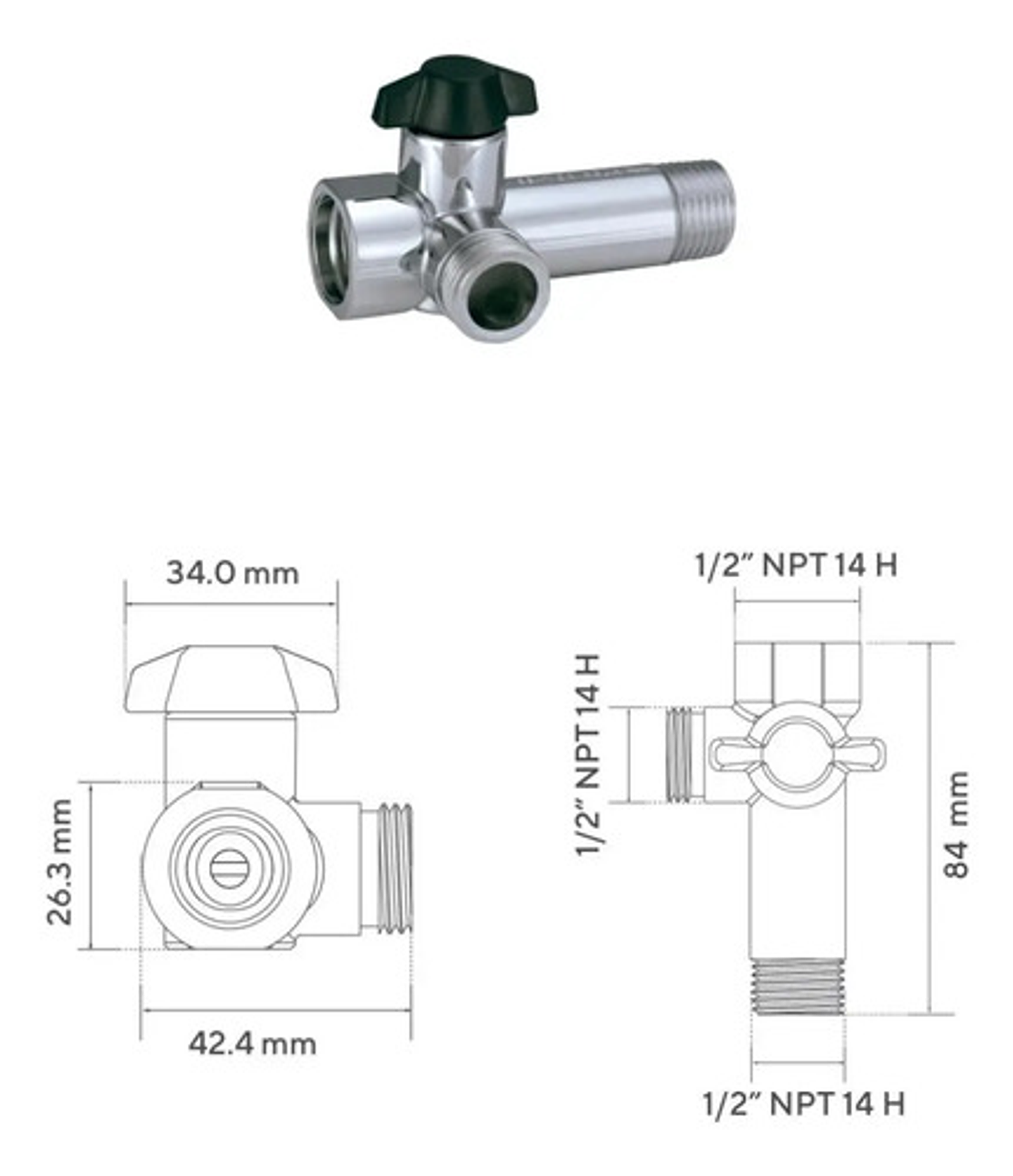 Valvula Desviadora Para Ducha Tipo Telefono De 1/2  Gricol 3